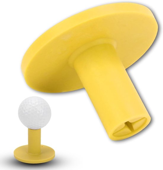 Rubber Golf Tee Holder - Golf Rubber Tee Holders - Training Ball Tees Holder - Golf Ball Holder voor Oefening & Driving Range Mats (YELLOW)