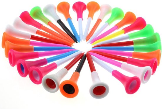 Rubberen plastic golftees, diverse kleuren, 60 stuks per verpakking - Maten: 54 mm*20 stuks / 70 mm*20 stuks / 83 mm*20 stuks (totaal 60 stuks per verpakking) van Merkloos
