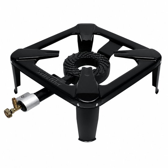 Scheffler ijzeren Gasbrander 30x30 cm – Krachtige Campingbrander met Verstelbare Vlamregeling, Robuust Gietijzer, Hoge Warmteopbrengst, Stabiele Pansteun, Geschikt voor Wok, Paella, Buitenkeuken, Catering en Outdoor Koken, Professionele Kwaliteit