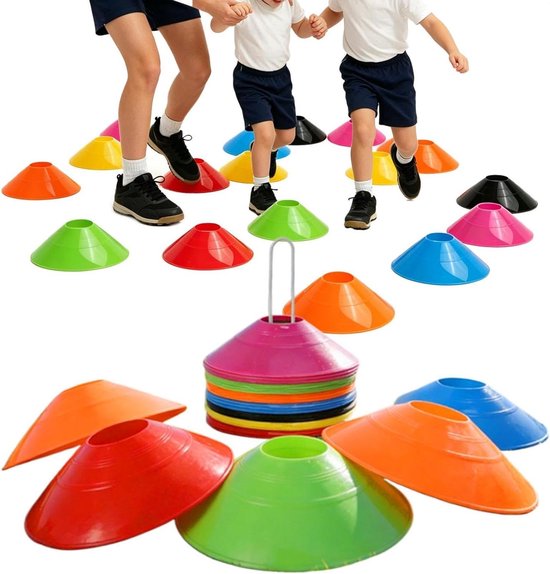 Schijfpionnen Set - Markeer Kegels Oefenpionnen - Sport Training - Veerkrachtige Constructie - 50 Stuks - Meerdere Kleuren