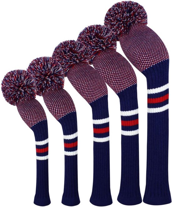 Scott Edward Knitting Golf Rack Head Covers, Set of 5 Golf Clubs Headwear Driver Wood 1 Fairway Wood 2 and Hybrid Wood 2 with Rotating Club Number Tags