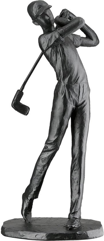 sculptuur golf afslag - zwart sportbeeld - golfsport - polyresin - 6x10x20 cm van Decovibes