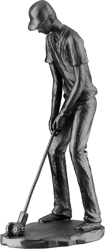 sculptuur golf putt- zwart sportbeeld - golfsport - polyresin - 6x10x20 cm van Decoclub