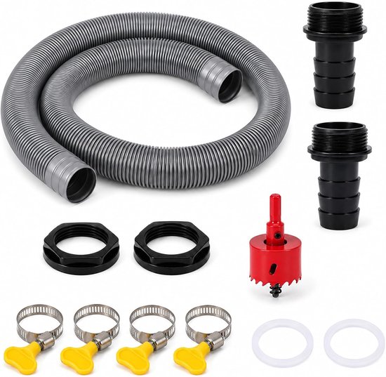 Set 100 cm en 32 mm tankbus waterafvoer kit met montageaccessoires voor watertanks, stortstenen en regenton