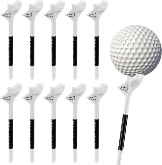 Set van 10 Herbruikbare Golf Tees van Plastic, Slijtvast en Duurzaam, Verminder Frictie en Zijdelingse Rotatie voor een Betere Golfervaring