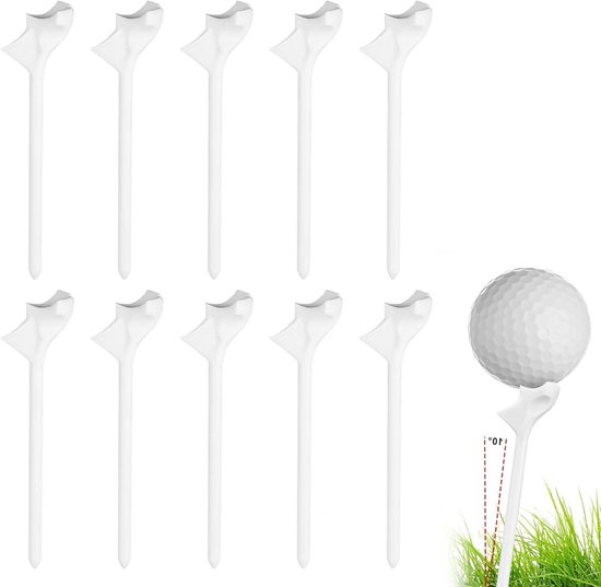 Set van 10 Plastic Golf Tees voor Simulator en Training - Professionele Golf Oefenhulpmiddelen voor Buiten en Golfbaan (Wit) van Merkloos