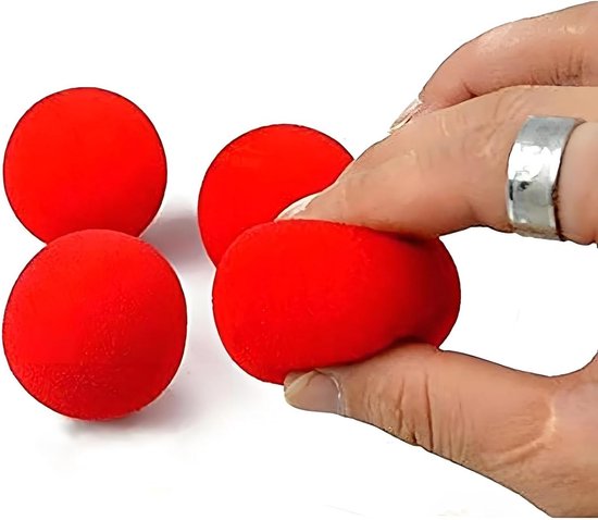 Set van 10 Rode Magische Ballen van Zachte Spons - Close-Up Magie Accessoires voor Straatmagie en Comedy, Compacte Illusie (4.5 cm)