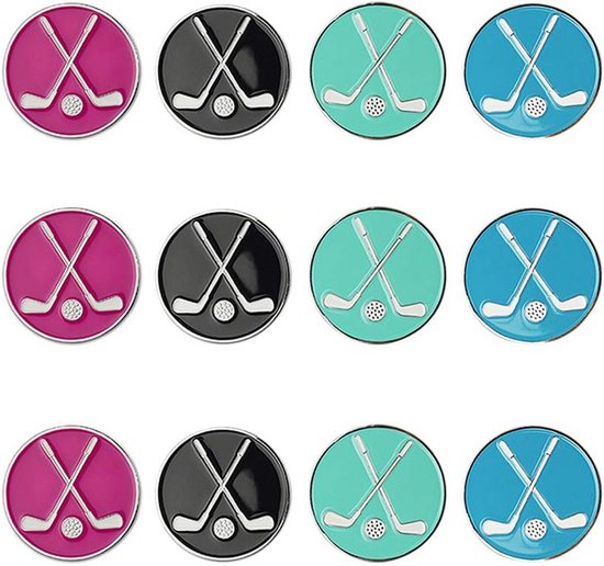 Set van 12 Golfbal Markers met Cap Clip en Divot Tool - Golf Accessoires voor Heren Dames
