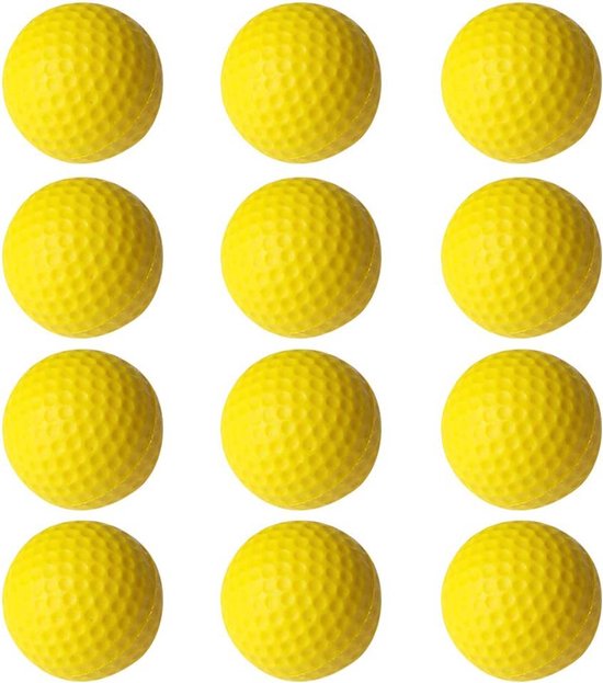 Set van 12 schuimrubberen golf oefenballen - Lichtgewicht, zachte, elastische, multifunctionele trainingsballen - Stevige sponsballen - PU-schuimballen van Merkloos