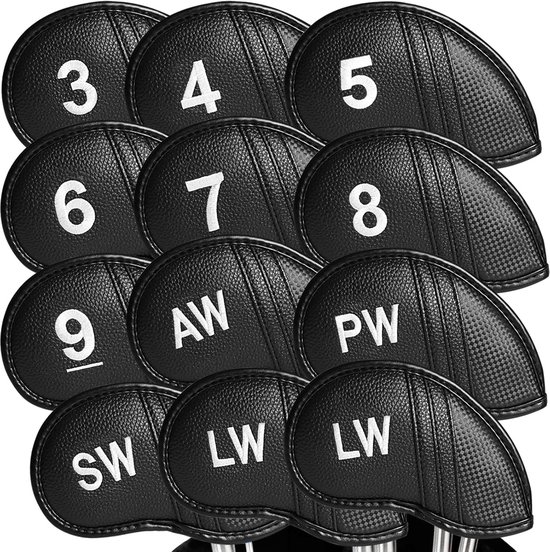 Set van 12 Waterdichte Golfijzer Hoesjes - Lange Sok met Ritssluiting en Nummering