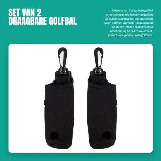 Set van 2 Draagbare Golfbal Organizer Tassen