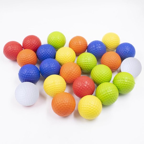 Set van 24 Schuim Golfballen 42 mm voor Training met Realistisch Gevoel en Beperkte Vlucht - Ideaal voor Binnen en Buiten Gebruik in 6 Kleuren