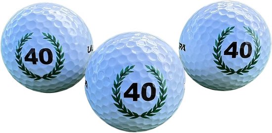 Set van 3 Golfballen 40e Verjaardag Cadeau met 'Happy Birthday' in Luxe Giftbox van Merkloos