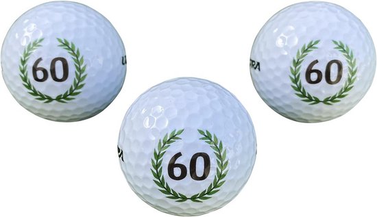 Set van 3 Golfballen 60e Verjaardag met 'Happy Birthday' Cadeauverpakking van Merkloos