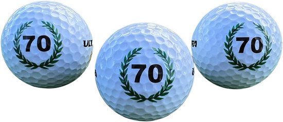 Set van 3 Golfballen 70e Verjaardag Cadeau met 'Happy Birthday' Opdruk in Geschenkdoos