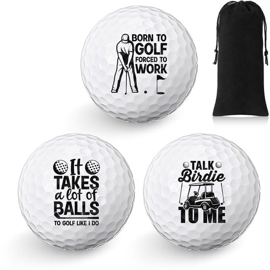 Set van 3 Golfballen met Leuke Beelden voor Golfers