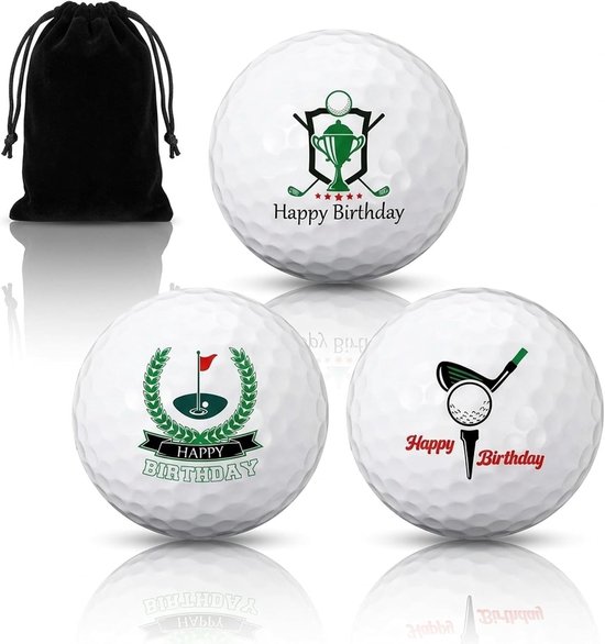 Set van 3 grappige golfballen als verjaardagscadeau voor golfliefhebbers, inclusief opbergtas en unieke ontwerpen