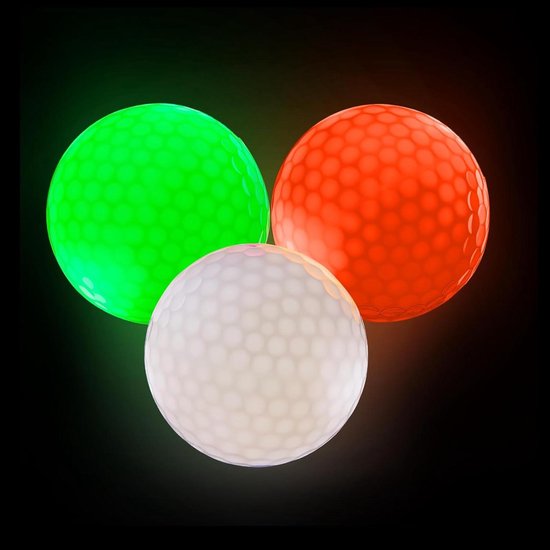 Set van 3 LED verlichte golfballen voor nacht golf met verlichtingstechnologie - Duurzame en zichtbare glow in the dark ballen voor nachtelijke golfspelplezier - Perfect voor golfers op alle niveaus van Merkloos