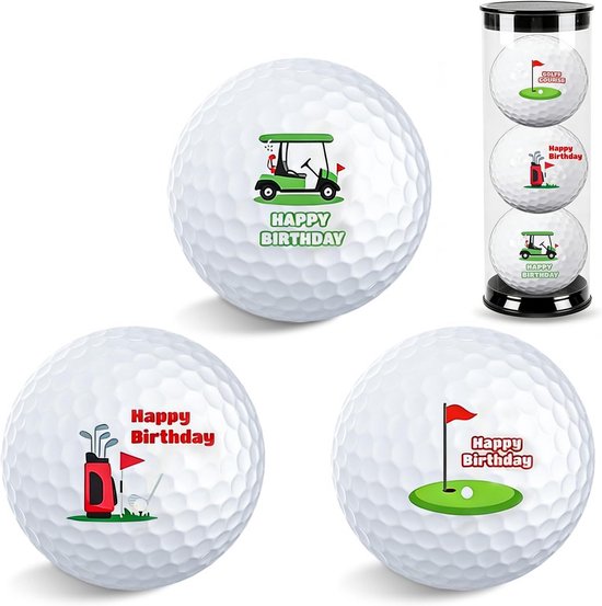 Set van 3 Verjaardag Golfballen Cadeau met Opdruk voor Golfers van Merkloos