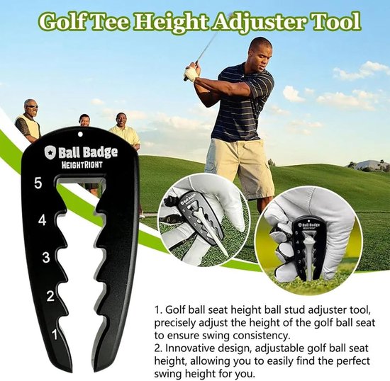 Set van 3 Verstelbare Golf T-Tees met 5-Way Hoogte-instelling voor Precisietraining en Verbetering van Swingtechniek