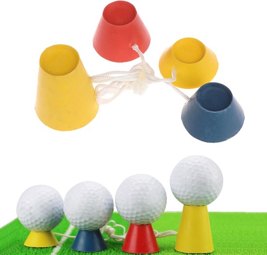 Set van 4 Golf Tees van Plastic in Diverse Hoogtes voor Binnen en Buiten, Ideaal voor Golftraining en Oefeningen