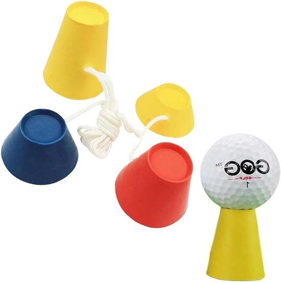 Set van 4 Golf Tees van Rubber en Plastic in Diverse Hoogtes en Kleuren voor Oefenmat en Golfbaan