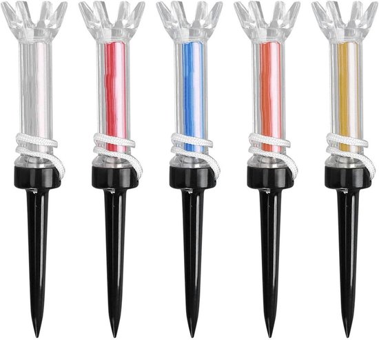 Set van 5 Duurzame Golf Tees in Meerdere Kleuren - Perfect voor Golftraining en Oefeningen