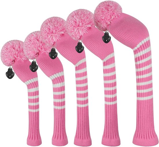 Set van 5 Gebreide Golf Headcovers met Draaibare Nummerweergave
