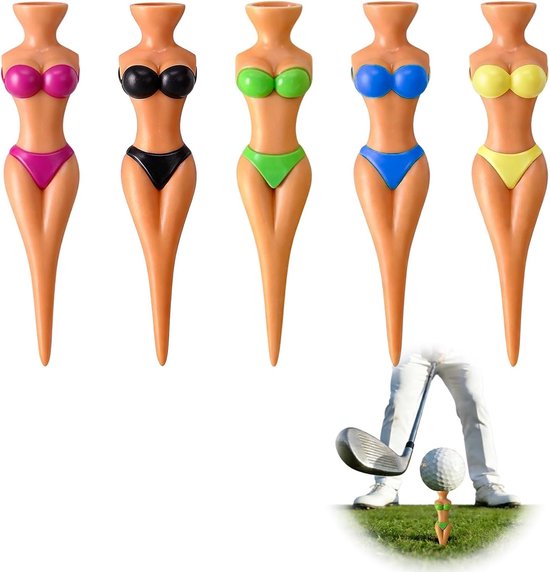 Set van 5 Grappige Golf Tees en T-Shirts voor Mannen en Vrouwen - Perfect voor Golftraining en Accessoires