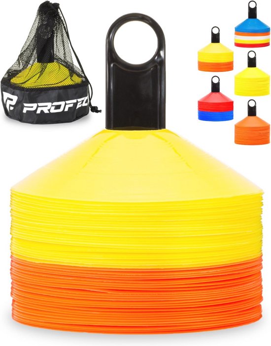 Set van 50 Disc Kegels voor Agility Training - Voetbalkegels met Draagtas en Houder, Ideaal voor Sporttraining, Coaching en Oefeningen voor Kinderen van Merkloos