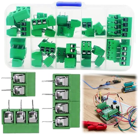 Set van 50 PCB Schroefterminals, 2-Pool/3-Pool/4-Pool Aansluitblok, 5mm Montage, Betrouwbare Verbindingen, Duurzaam ABS Materiaal, 140 Contacten, Geschikt voor Elektronische Projecten