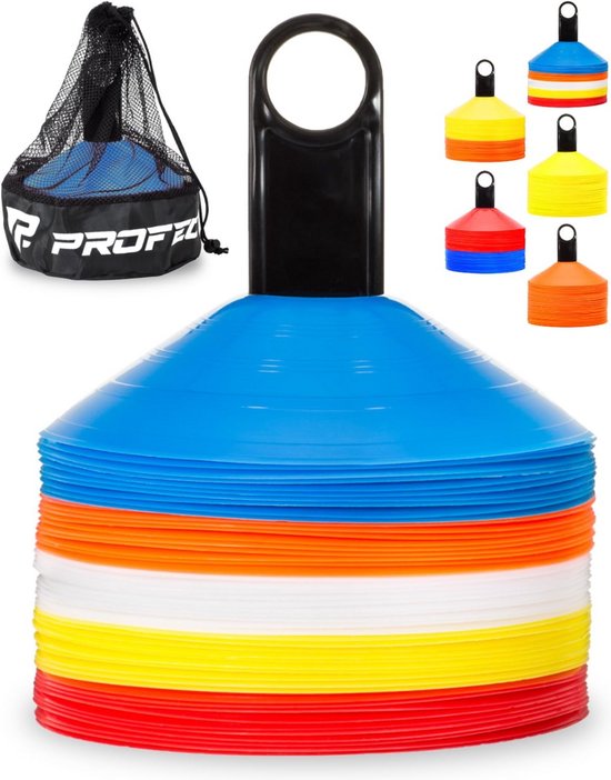 Set van 50 Professionele Sport Oefenkegels met Draagtas en Trainingsboekjes van Merkloos