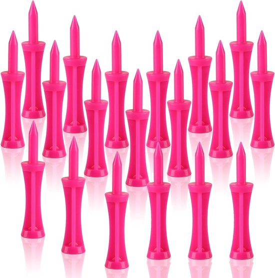 Set van 50 Roze Golf Tees van 59 mm Lengte en 12 mm Hoofd Diameter, Duurzaam Plastic voor Optimale Prestaties