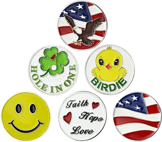 Set van 6 Golfbal Markers voor Green Markering Golf Accessoires van Merkloos