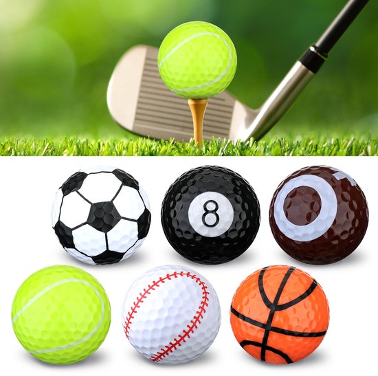 Set van 6 Grappige Golfballen met Harde Buitenlaag
