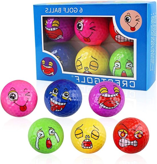 Set van 6 Kleurrijke Golf Ballen voor Training - Grappige, Hoogzichtbare Golf Novelty Balls voor Verbetering van Afstand en Precisie van Merkloos