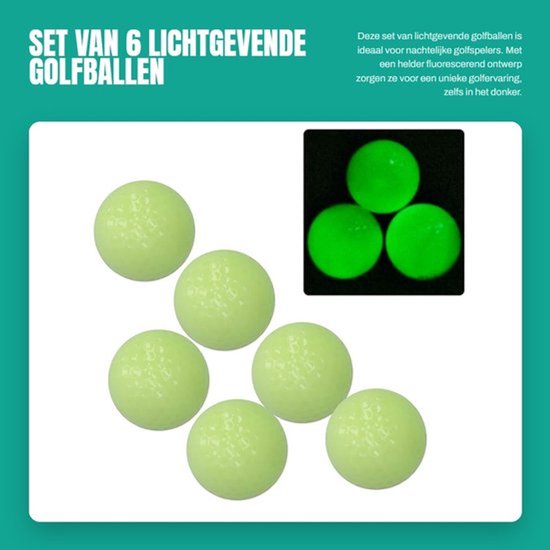 Set van 6 Lichtgevende Golfballen voor Nachtgolf