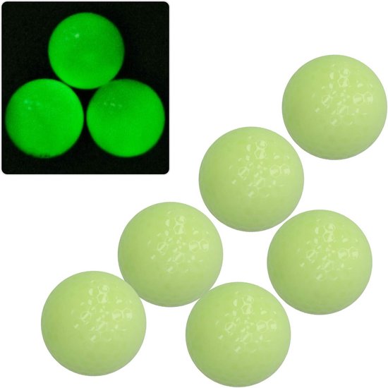 Set van 6 Oplichtende Golfballen - Superhelder Licht voor Nachtgolf, Fluorescerend en Dubbel Laags, Ideaal voor Oefening en Cadeau