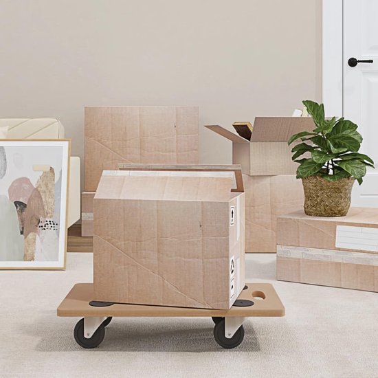 Set van 6 rolplanken, 57,5 x 29 cm, van houtmateriaal, transportrollen voor meubels, belastbaar tot 250 kg, inclusief antislippads voor veilig transport