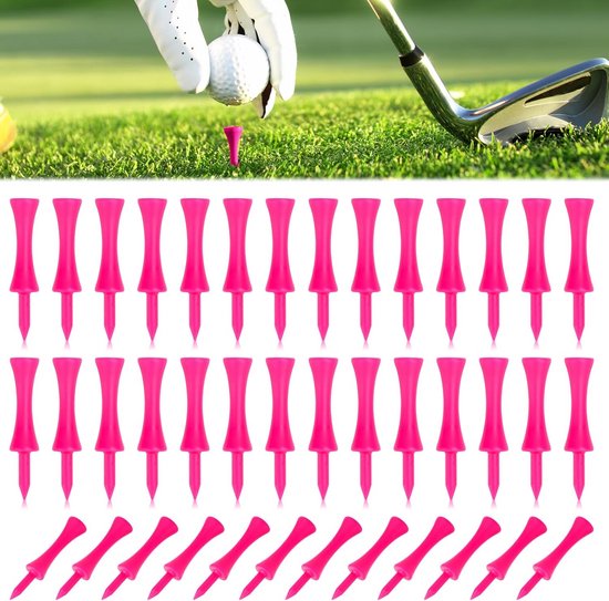 Set van 60 Duurzame Kunststof Golf Tees 57mm voor Driver en Training van Merkloos