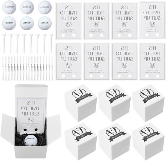 Set van 8 geschenkdozen voor bruidsgetuigen - golfballen, thee, uitnodigingskaarten - huwelijksgeschenken DIY. van Merkloos