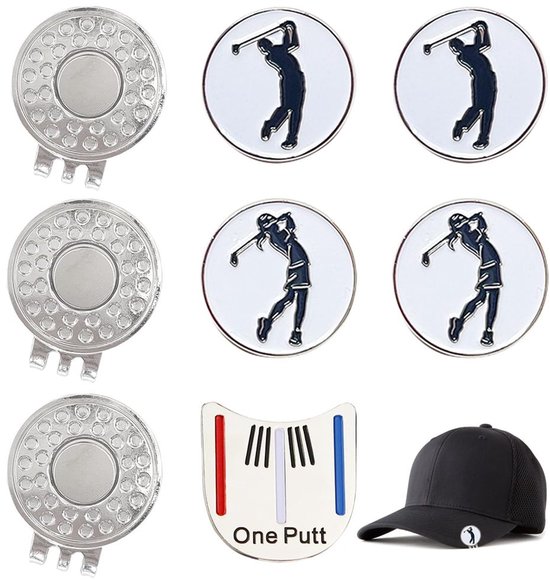 Set van 8 Golfbal Markers met Magnetische Hoedclips