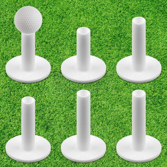 Siliconen golftees set 6 stuks - Wit - Winterbestendig voor binnen en buiten - Geschikt voor golf simulator - ShopVlot