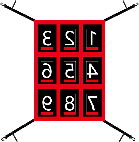 Slagdoelwit Honkbal - Softbal Pitchingnet - Precisie Training - 9-Raster Ontwerp - 49 x 70 cm - Rood Zwart