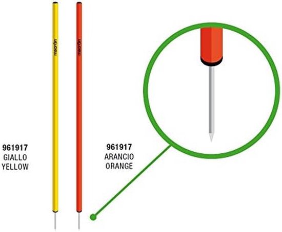 Slalom Palen - Trainingspalen Voetbal - Sport Training - Met Metalen Punt - 170 cm - Geel
