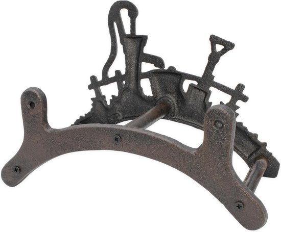 slanghouder van gietijzer - 29 x 18,5 x 14 cm - Tuinslanghouder metaal wandbeugel antiek