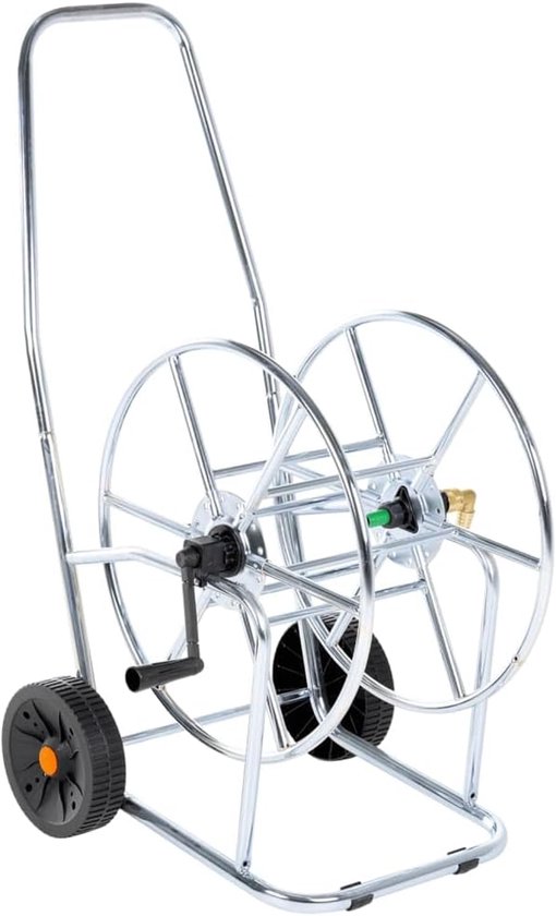Slangwagen voor 80 m 3/4 inch tuinslang van verzinkt staal, slanghaspel met wielen voor tuin, knikvrije irrigatie, stabiel en duurzaam