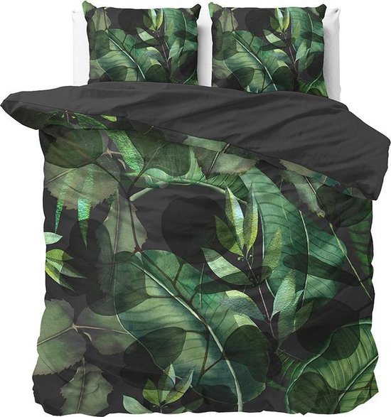 Sleeptime Wild Plants - Dekbedovertrekset - Lits-Jumeaux - 240x200/220 + 2 kussenslopen 60x70 - Groen van Sleeptime