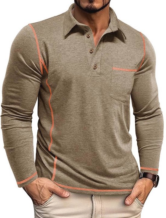 Slim Fit Poloshirt Voor Heren met Lange Mouwen - Comfortable Sport T-shirt