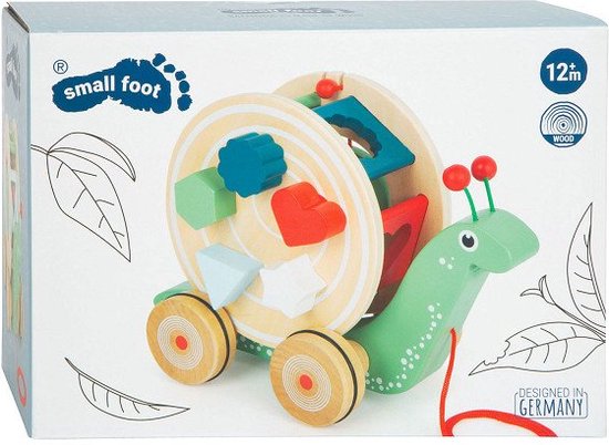 Small Foot - Houten Trekfiguur Vormenstoof Slak, 6dlg. van Small Foot